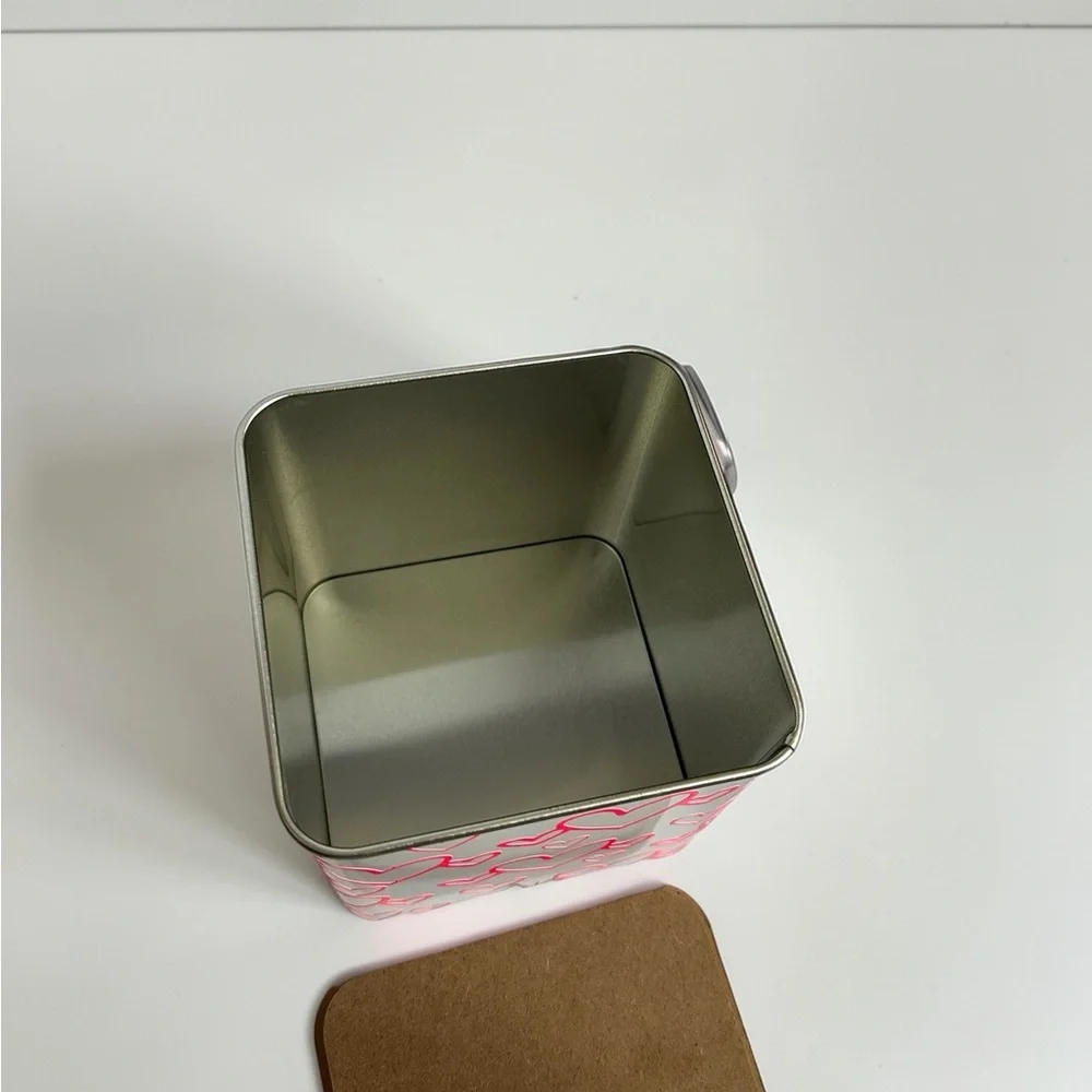 Heart Patterned Storage Tin with Wooden Lid